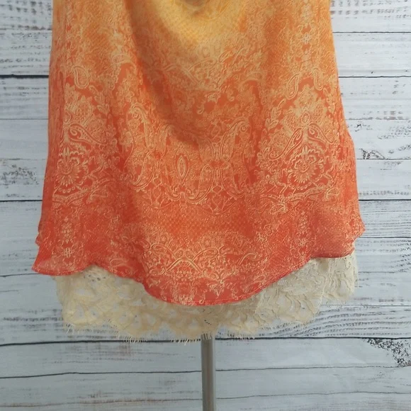 Cato Orange Ombre Lace Trim With Keyhole detail In The Back Top 22/24W - Picture 6 of 10